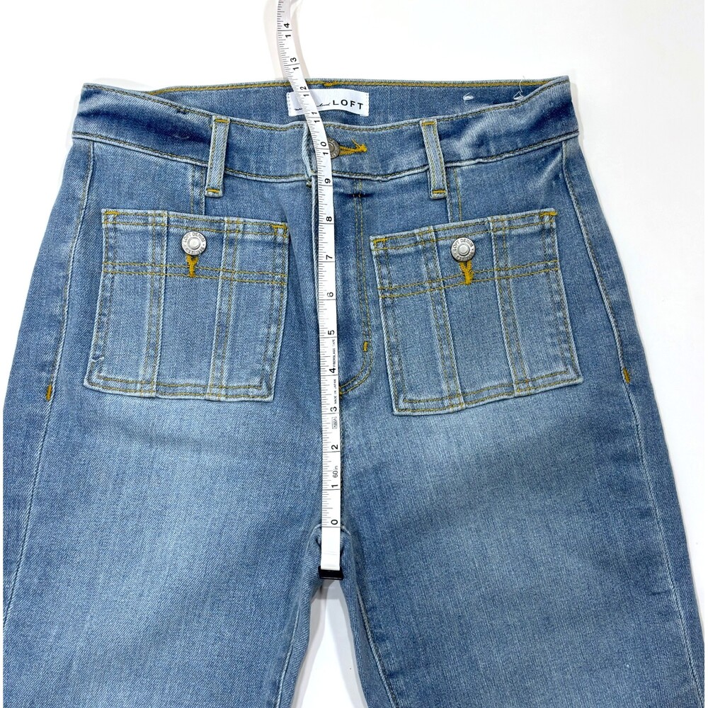 Loft Patch Pocket Kick Crop Jeans High Rise Light Wash - Size 0/25 - Picture 6 of 6